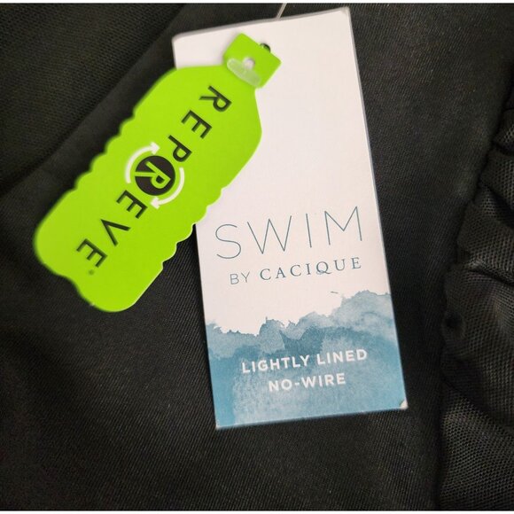 Swim by Cacique Swimsuit Womens Plus Size 24 Solid Black Cutout Beach One Piece - Picture 3 of 8